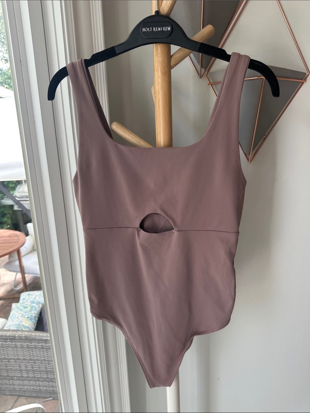 ABERCROMBIE & FITCH Mauve Dusty Pink Cutout Bodysuit Thong Square Neck Medium
